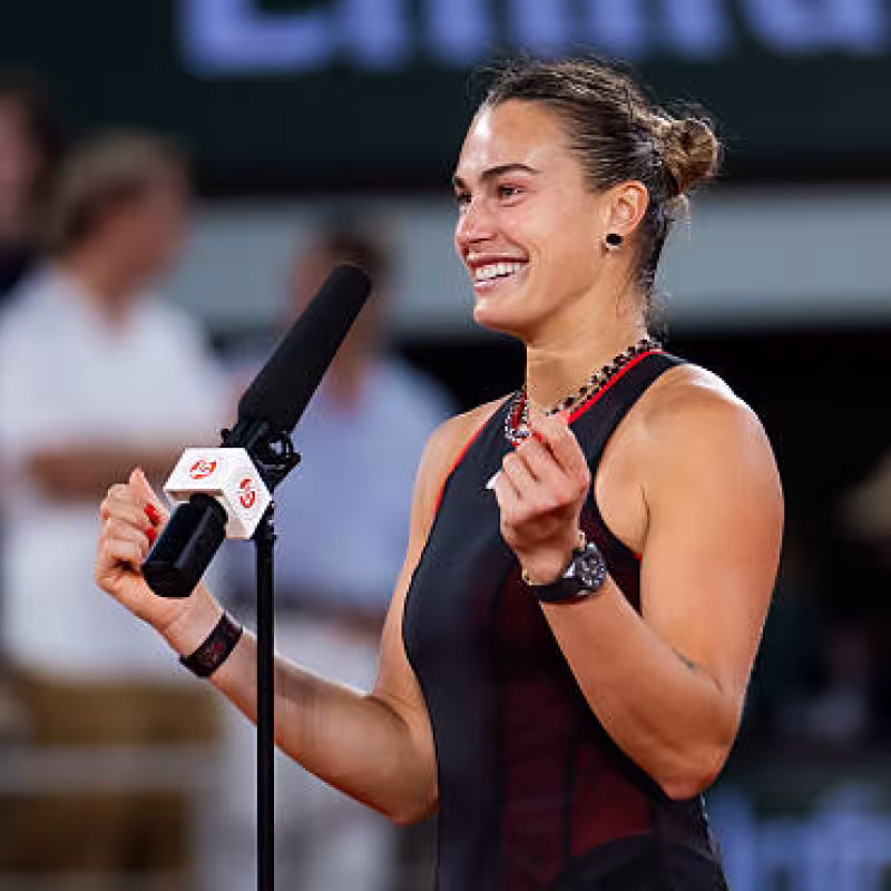 Aryna Sabalenka enjoys a night session at Roland Garros. Photo: gettyimages