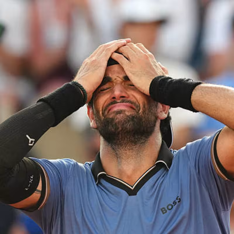 Matteo Berrettini, emotion at Roland Garros. Photo: gettyimages
