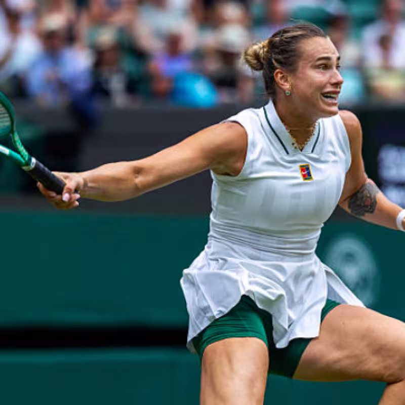 Sabalenka struggles but advances at Wimbledon after showing character in a comeback. Source: Getty