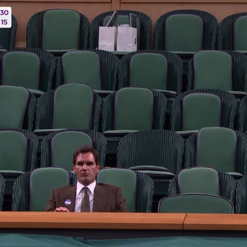 La imagen más insólita de Wimbledon: una Royal Box casi vacía... con Roger Federer como gran protagonista. Fuente: Getty