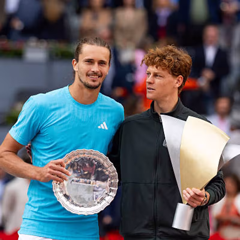 Zverev y Sinner se verán las caras en la final de Wimbledon: en el último precedente, Jannik fue campeón en Madrid. Fuente: Getty