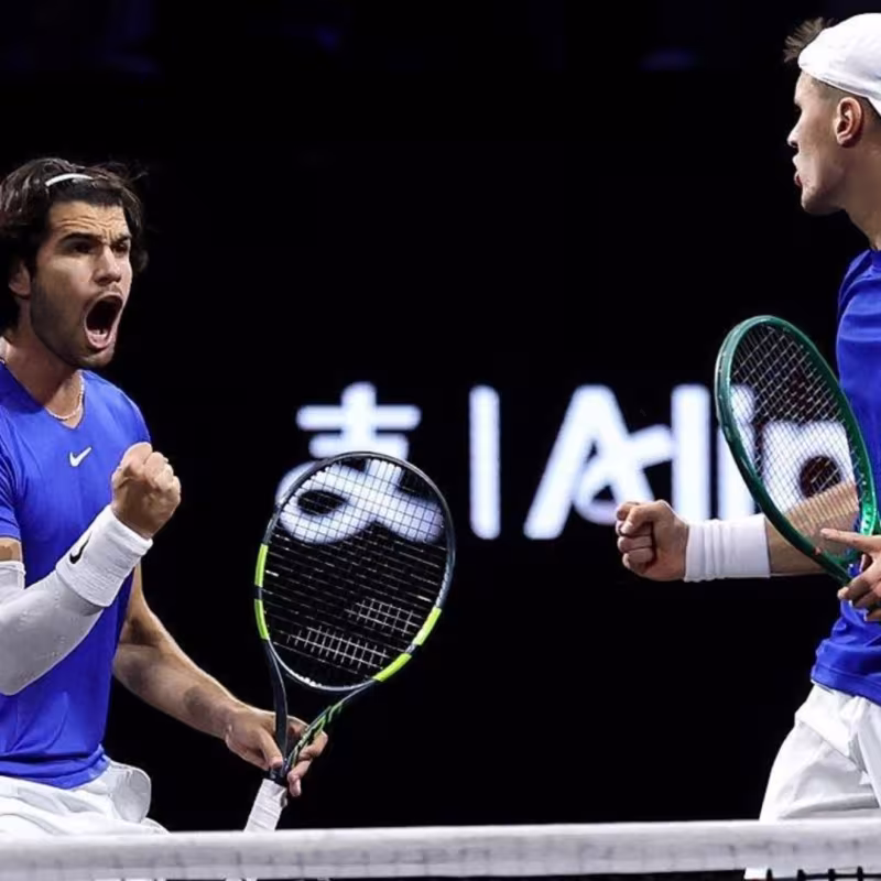 Alcaraz and Mensik increase Team Europe's lead in the Laver Cup. Source: Getty Images.