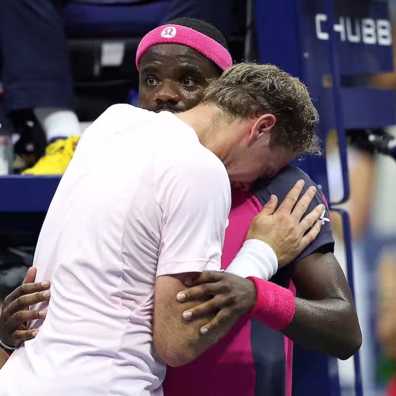 Tiafoe and Michelsen, tears. Photo: gettyimages