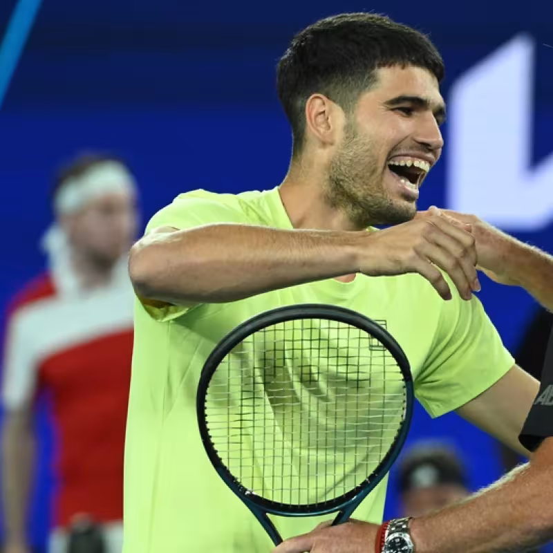 Alcaraz y Sinner pelearán por el millón de dólares en el One point Slam del Open de Australia 2027. Fuente: Getty